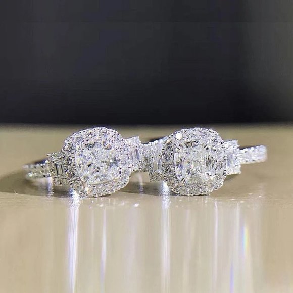 💝 Beautiful Pure Zircon Cubic Carved Macro Pave Silver Rings for Women,PD646 - Picture 2 of 5